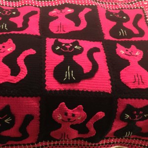 Custom kitten crochet blanket