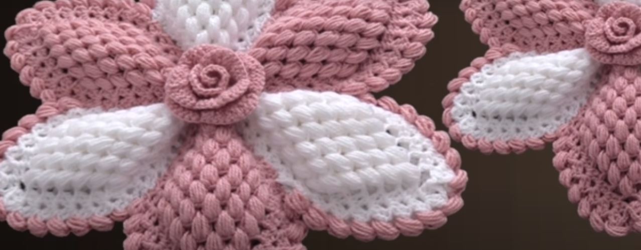 Giant 3D flower walkthrough in crochet