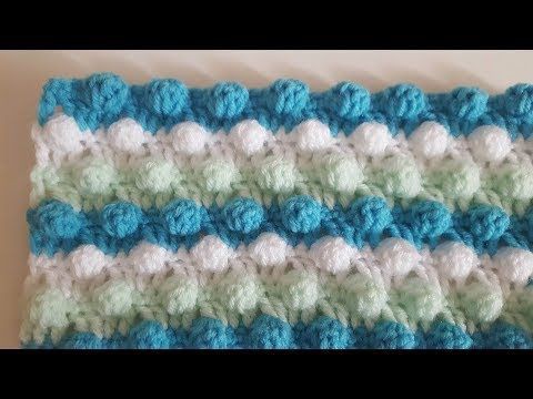 Blanket in Crochet Bobble Stitch Tutorial