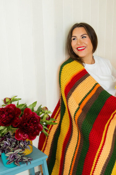 Colorful blanket in crochet