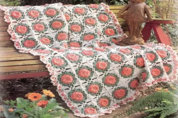 Afghan crochet blanket with roses