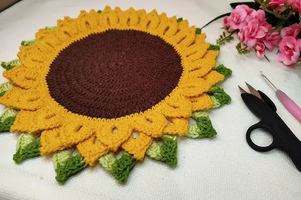 Crochet Sunflower Sousplast